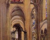 Interior of Sens Cathedral - 让·巴蒂斯特·卡米耶·柯罗